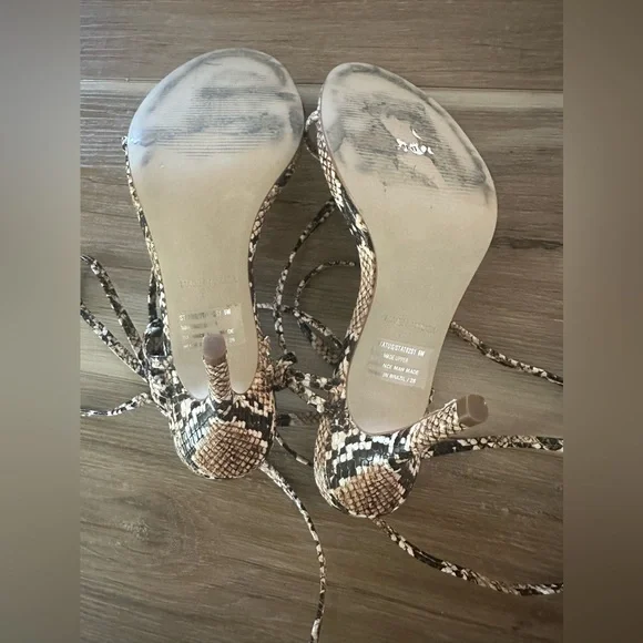 Steve Madden Snake Print Ankle Tie Heel 6 - Picture 6 of 8